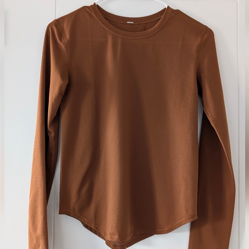 Lululemon High Neck Running and Training Long Sleeve Shirt, Size 0, Copper Brown - Picture 3 of 6